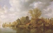 Jan van Goyen River Landscape (mk08) oil painting picture wholesale